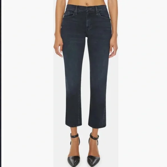MOTHER The Rider High Waist Ankle Slim Straight Leg Jeans in Night in Paris